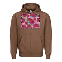 Chestnut pink rose leopard background Zipper Hoodie - JahusDesignShop