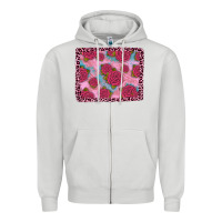 Dove Grey pink rose leopard background Zipper Hoodie - JahusDesignShop
