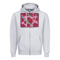 Heather Grey pink rose leopard background Zipper Hoodie - JahusDesignShop