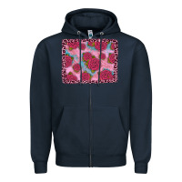 Navy pink rose leopard background Zipper Hoodie - JahusDesignShop