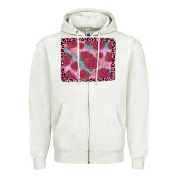 Oatmeal Heather pink rose leopard background Zipper Hoodie - JahusDesignShop