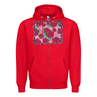 Red pink rose leopard background Zipper Hoodie - JahusDesignShop