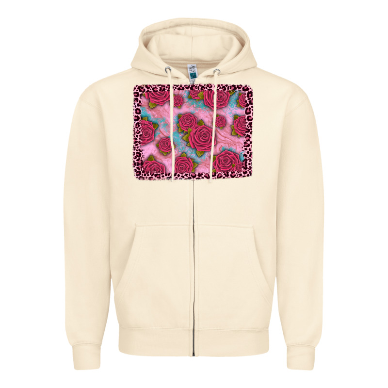 Pink Rose Leopard Background Zipper Hoodie by JahusDesignShop | Teevron