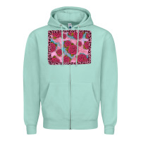 Seafoam pink rose leopard background Zipper Hoodie - JahusDesignShop