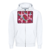 White pink rose leopard background Zipper Hoodie - JahusDesignShop