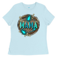 Baby Blue Mama with gemstone leopard Mother's Day Ladies Tee - FaDigitalArtStudio