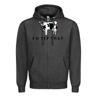 Charcoal Heather i'd tip that funny cow tipping design Zipper Hoodie - artisFamous