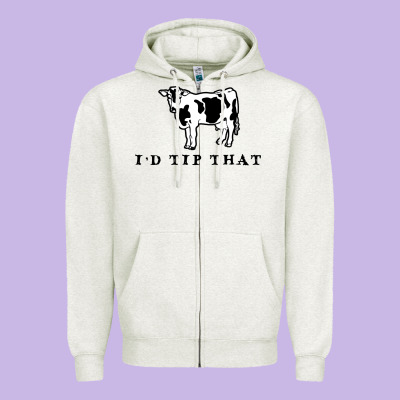 I'd Tip That Funny Cow Tipping Design Zipper Hoodie Designed By Artisfamous