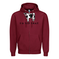 Burgundy i'd tip that funny cow tipping design Zipper Hoodie - artisFamous