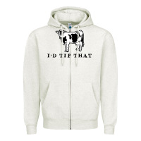 Oatmeal Heather i'd tip that funny cow tipping design Zipper Hoodie - artisFamous