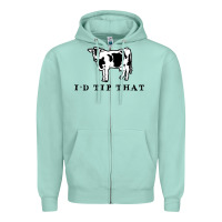Seafoam i'd tip that funny cow tipping design Zipper Hoodie - artisFamous
