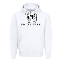 White i'd tip that funny cow tipping design Zipper Hoodie - artisFamous