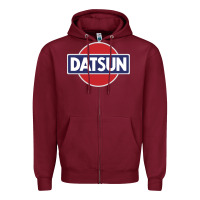 Burgundy New Japanese Datsun Fanatics Zipper Hoodie - artisFamous
