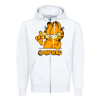 White Funny Garfild new vector design Zipper Hoodie - artisFamous