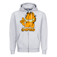 Heather Grey Funny Garfild new vector design Zipper Hoodie - artisFamous