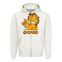 Oatmeal Heather Funny Garfild new vector design Zipper Hoodie - artisFamous