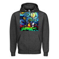 Charcoal Heather starry night print van gogh parody Zipper Hoodie - artisFamous