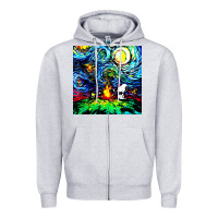 Heather Grey starry night print van gogh parody Zipper Hoodie - artisFamous