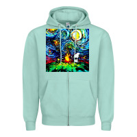 Seafoam starry night print van gogh parody Zipper Hoodie - artisFamous
