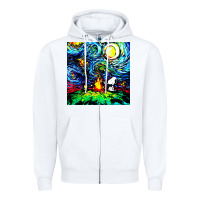 White starry night print van gogh parody Zipper Hoodie - artisFamous