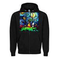 Black starry night print van gogh parody Zipper Hoodie - artisFamous