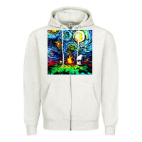 Oatmeal Heather starry night print van gogh parody Zipper Hoodie - artisFamous