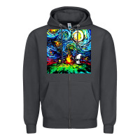 Smoke starry night print van gogh parody Zipper Hoodie - artisFamous
