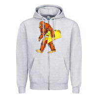 Heather Grey bigfoot carrying taco Zipper Hoodie - artisFamous