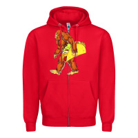 Red bigfoot carrying taco Zipper Hoodie - artisFamous