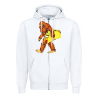 White bigfoot carrying taco Zipper Hoodie - artisFamous