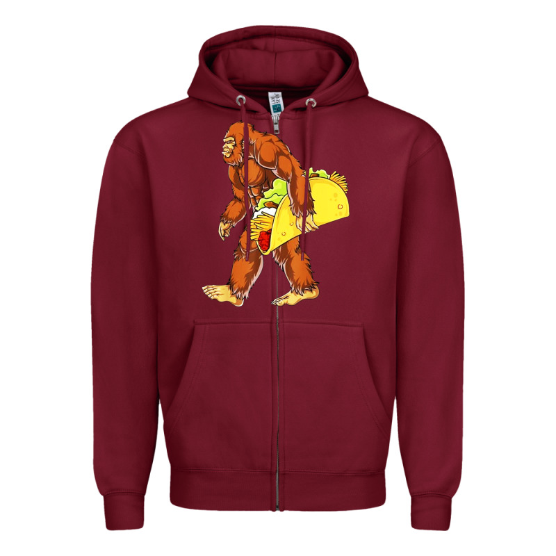 Bigfoot Carrying Taco Zipper Hoodie by artisFamous | Teevron
