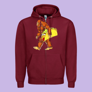 Bigfoot Carrying Taco Zipper Hoodie Designed By Artisfamous