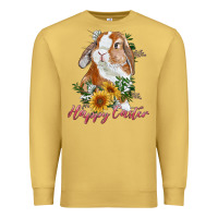 Antique Gold Happy easter with bunny and sunflowers Premium Sweatshirt - RanaPortraitStore