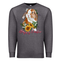 Charcoal Heather Happy easter with bunny and sunflowers Premium Sweatshirt - RanaPortraitStore