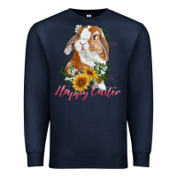 Navy Happy easter with bunny and sunflowers Premium Sweatshirt - RanaPortraitStore