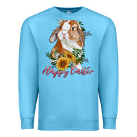 Ocean Blue Happy easter with bunny and sunflowers Premium Sweatshirt - RanaPortraitStore