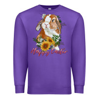 Purple Happy easter with bunny and sunflowers Premium Sweatshirt - RanaPortraitStore