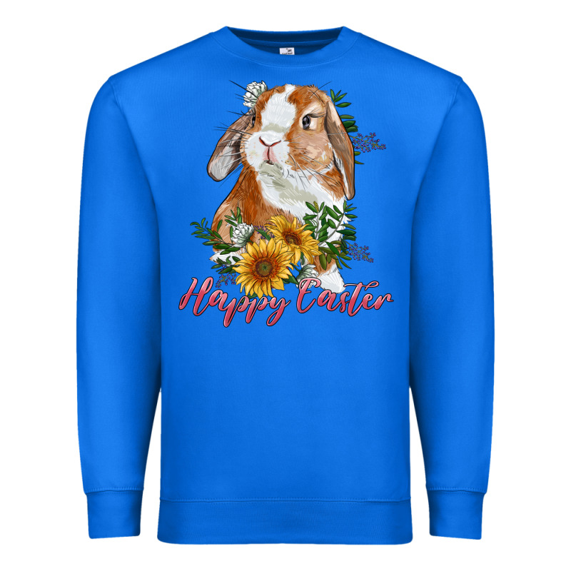 Happy Easter With Bunny And Sunflowers Premium Sweatshirt by RanaPortraitStore | Teevron