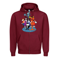 Burgundy rocky & bullwinkle and friends Zipper Hoodie - artisFamous