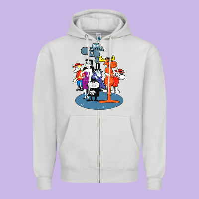 Rocky & Bullwinkle And Friends Zipper Hoodie Designed By Artisfamous