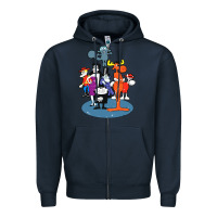 Navy rocky & bullwinkle and friends Zipper Hoodie - artisFamous