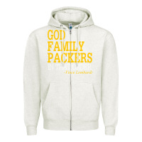 Oatmeal Heather god family packers in that order Zipper Hoodie - artisFamous