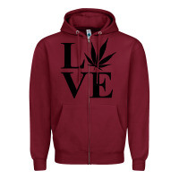 Burgundy love weed 420 Zipper Hoodie - artisFamous