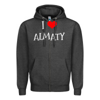 Charcoal Heather i love almaty city Zipper Hoodie - artisFamous