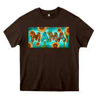 Chocolate Brown western mama with sunflowers and cactus Heavy Core Tee - RanaPortraitStore