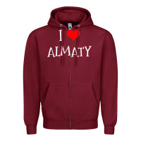Burgundy i love almaty city Zipper Hoodie - artisFamous