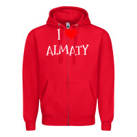 Red i love almaty city Zipper Hoodie - artisFamous