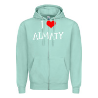 Seafoam i love almaty city Zipper Hoodie - artisFamous