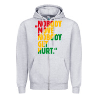 Heather Grey nobody move nobody get hurt Zipper Hoodie - artisFamous