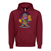 Burgundy cartoons super hero Strong Hands Zipper Hoodie - artisFamous